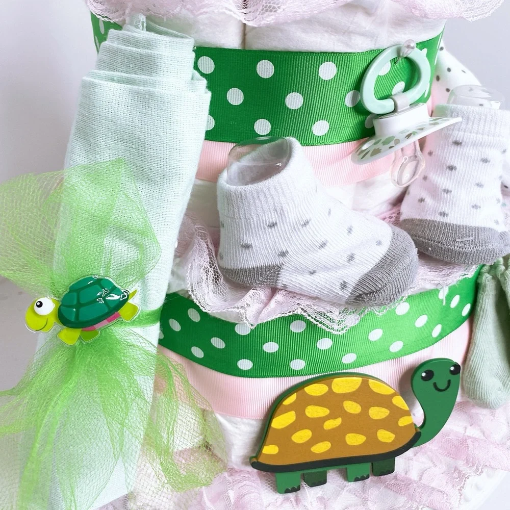 Turtle Diaper Cake, Baby Shower Gift
